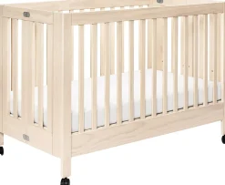 Babyletto Maki Full-Size Portable Folding Crib w/Toddler Bed Conversion Kit - Washed Natural