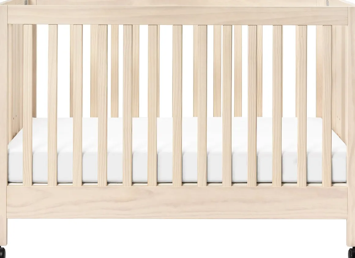 Babyletto Maki Full-Size Portable Folding Crib w/Toddler Bed Conversion Kit - Washed Natural