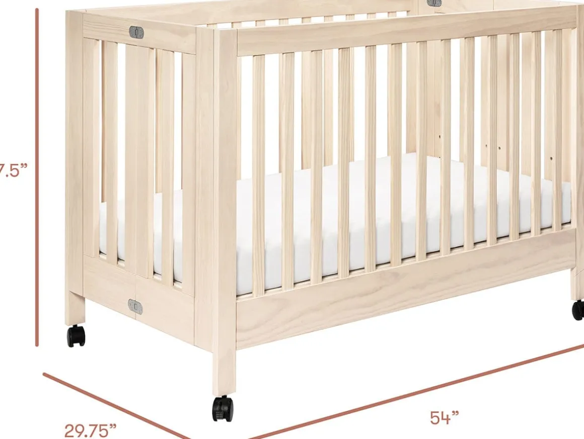 Babyletto Maki Full-Size Portable Folding Crib w/Toddler Bed Conversion Kit - Washed Natural