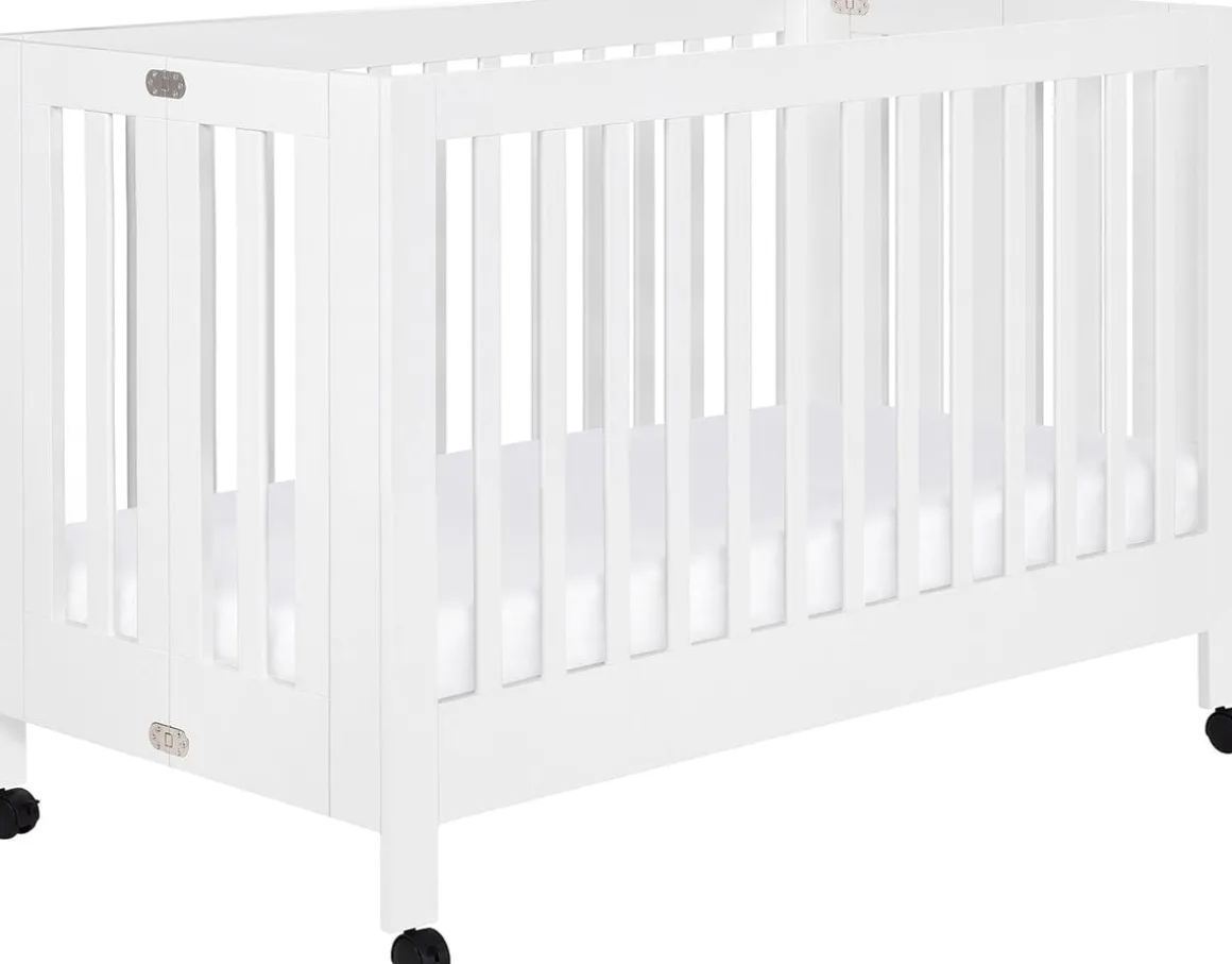 Babyletto Maki Full-Size Portable Folding Crib w/Toddler Bed Conversion Kit - White