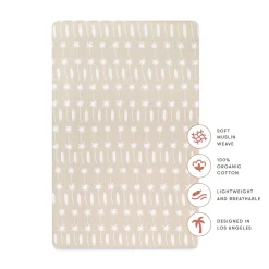 Babyletto Mini Crib Sheet in GOTS Certified Organic Muslin Cotton - Beach Bum