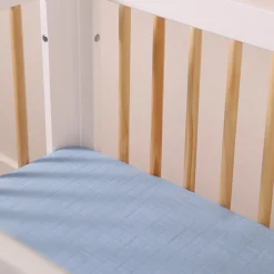 Babyletto Mini Crib Sheet in GOTS Certified Organic Muslin Cotton - Dewdrop