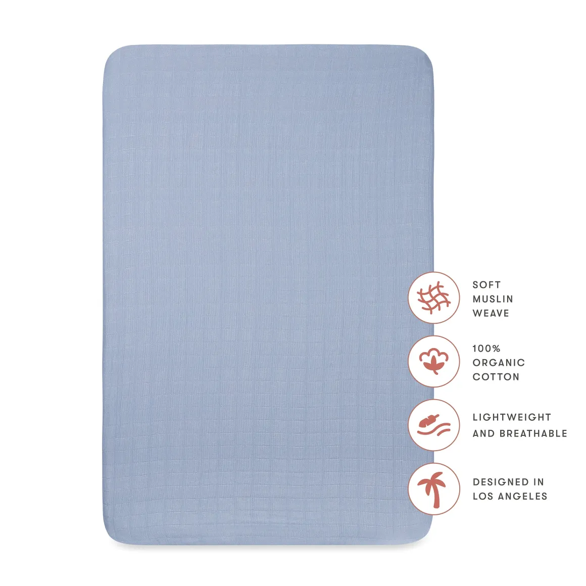Babyletto Mini Crib Sheet in GOTS Certified Organic Muslin Cotton - Dewdrop