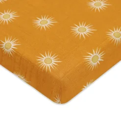 Babyletto Mini Crib Sheet in GOTS Certified Organic Muslin Cotton - Golden Hour