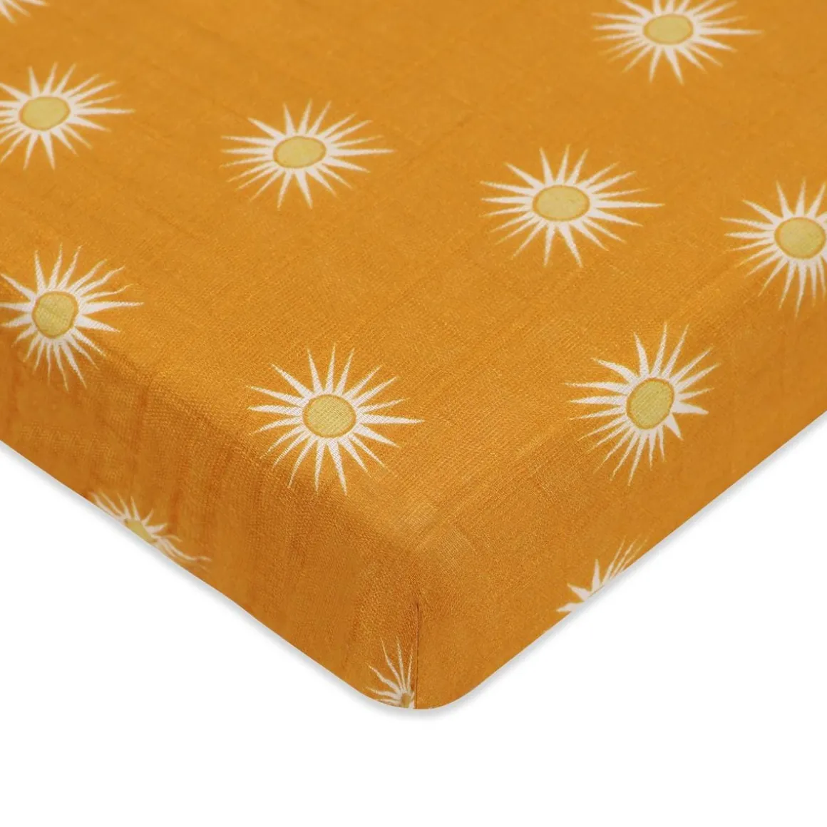 Babyletto Mini Crib Sheet in GOTS Certified Organic Muslin Cotton - Golden Hour
