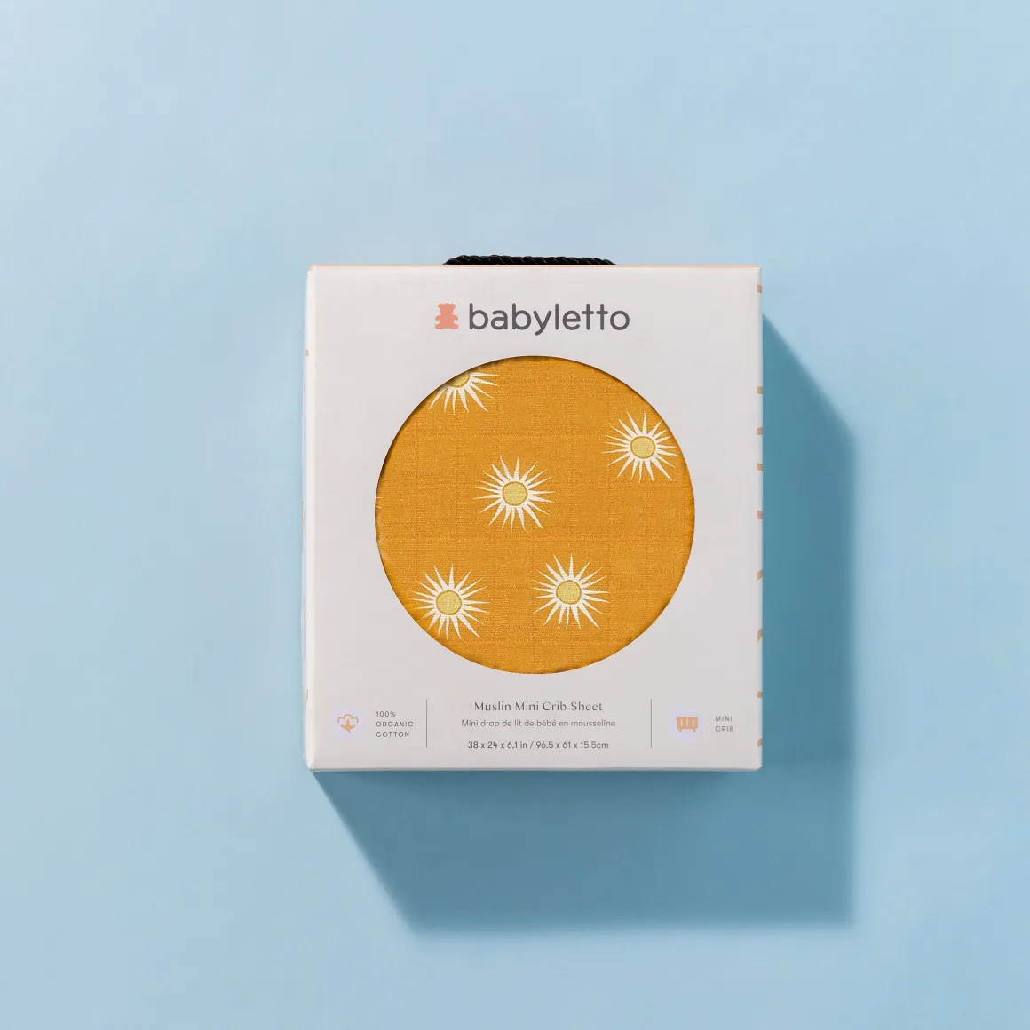Babyletto Mini Crib Sheet in GOTS Certified Organic Muslin Cotton - Golden Hour
