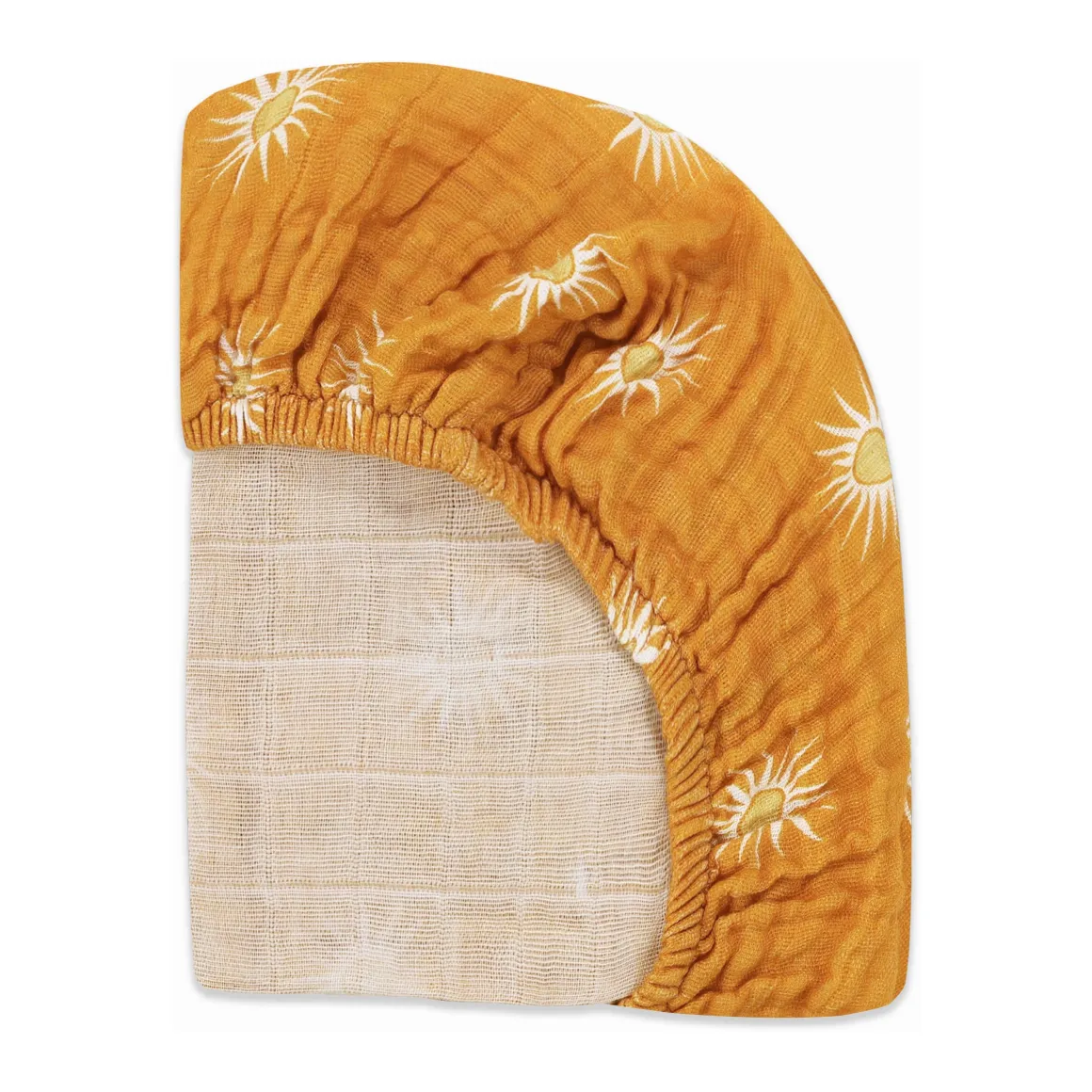 Babyletto Mini Crib Sheet in GOTS Certified Organic Muslin Cotton - Golden Hour