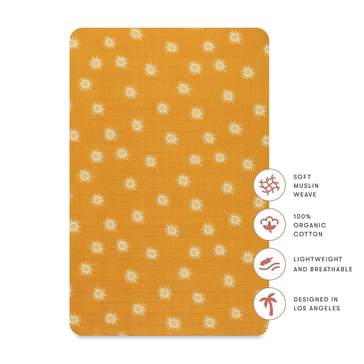 Babyletto Mini Crib Sheet in GOTS Certified Organic Muslin Cotton - Golden Hour
