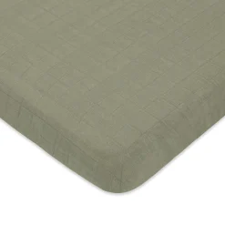 Babyletto Mini Crib Sheet in GOTS Certified Organic Muslin Cotton - Matcha