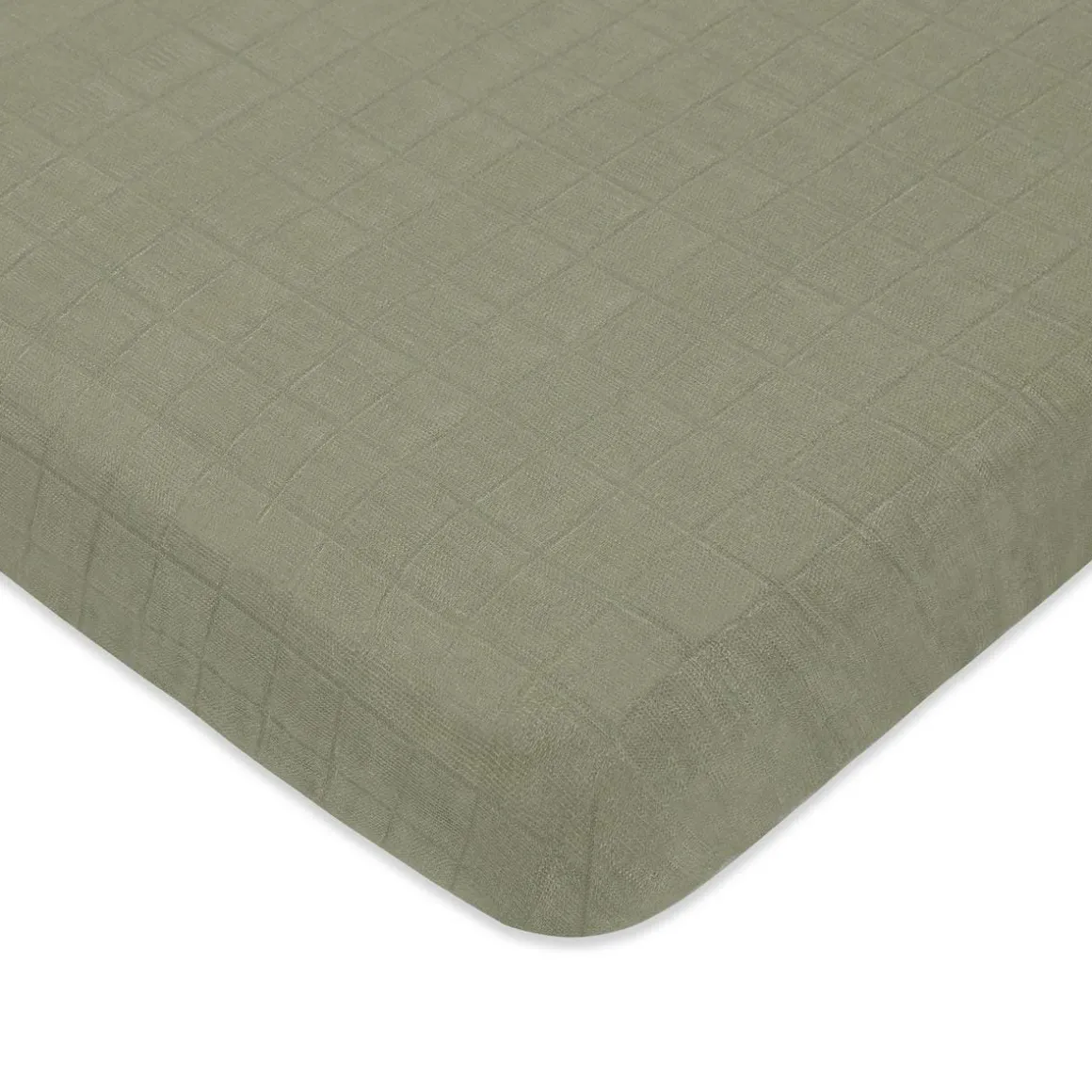 Babyletto Mini Crib Sheet in GOTS Certified Organic Muslin Cotton - Matcha