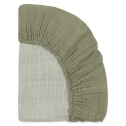 Babyletto Mini Crib Sheet in GOTS Certified Organic Muslin Cotton - Matcha