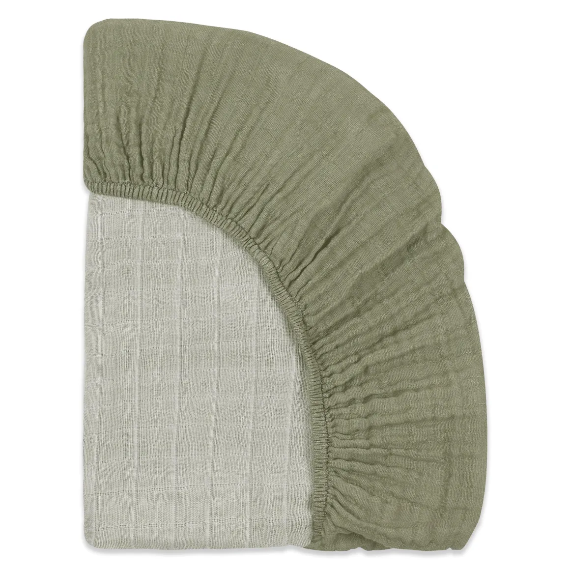 Babyletto Mini Crib Sheet in GOTS Certified Organic Muslin Cotton - Matcha