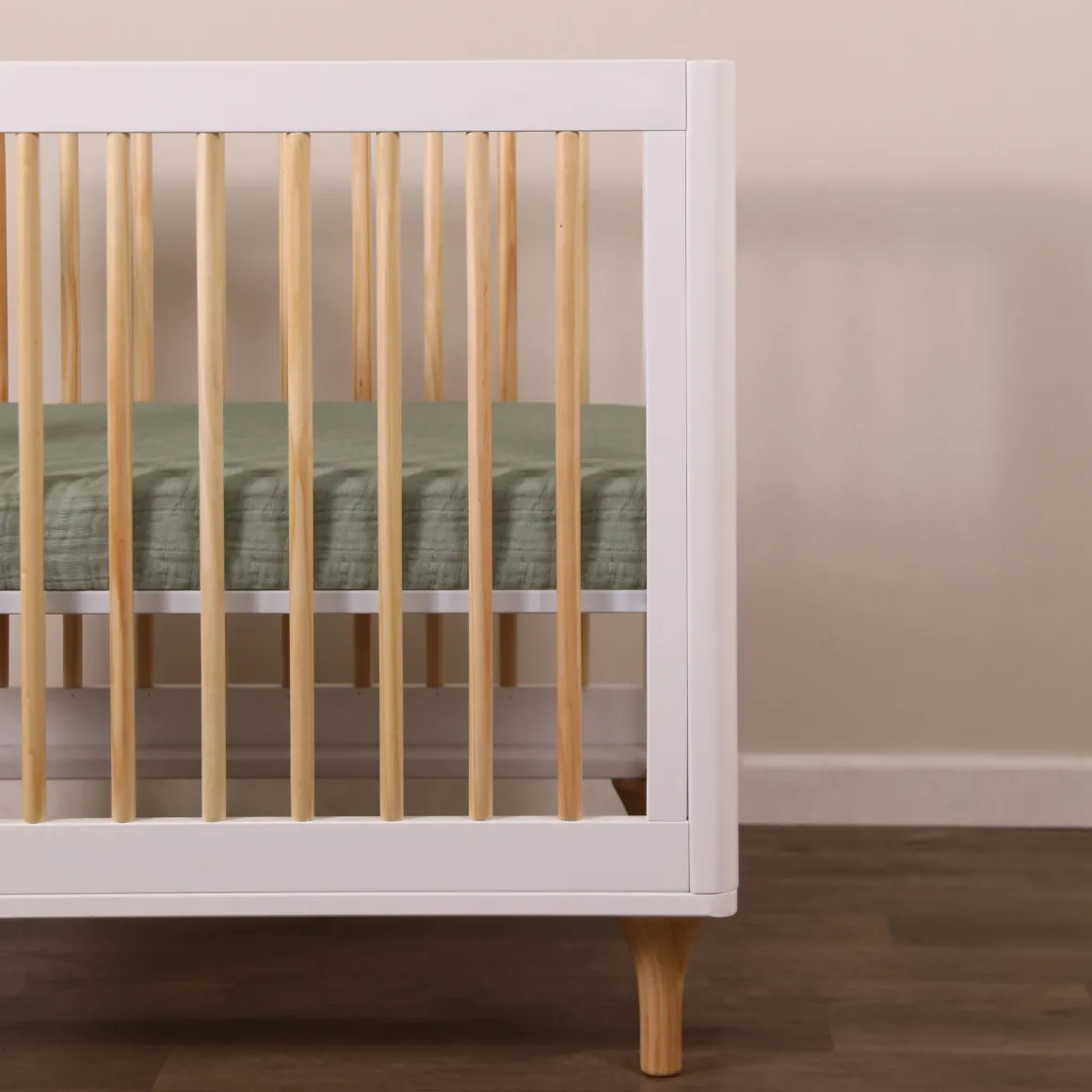 Babyletto Mini Crib Sheet in GOTS Certified Organic Muslin Cotton - Matcha