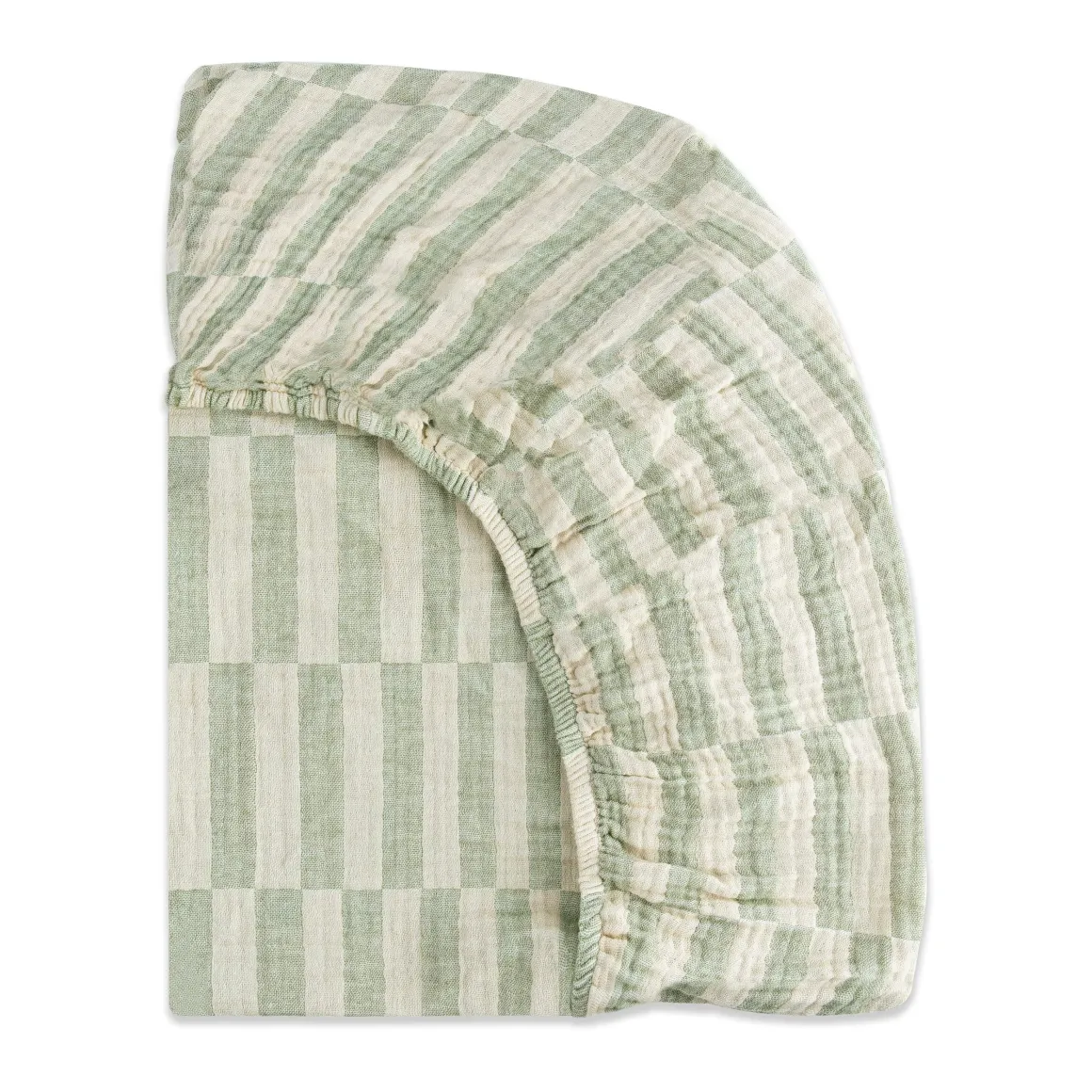 Babyletto Mini Crib Sheet in GOTS Certified Organic Muslin Cotton - Moss Stripe