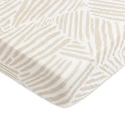 Babyletto Mini Crib Sheet in GOTS Certified Organic Muslin Cotton - Oat Stripe