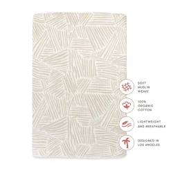 Babyletto Mini Crib Sheet in GOTS Certified Organic Muslin Cotton - Oat Stripe