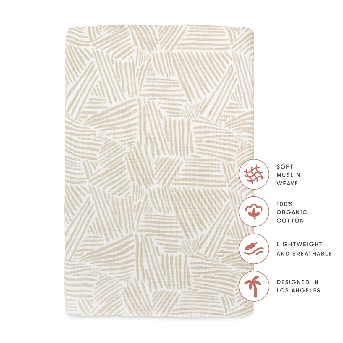 Babyletto Mini Crib Sheet in GOTS Certified Organic Muslin Cotton - Oat Stripe