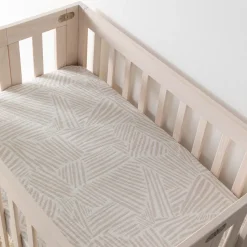 Babyletto Mini Crib Sheet in GOTS Certified Organic Muslin Cotton - Oat Stripe