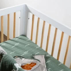 Babyletto Mini Crib Sheet in GOTS Certified Organic Muslin Cotton - Ocean Waves