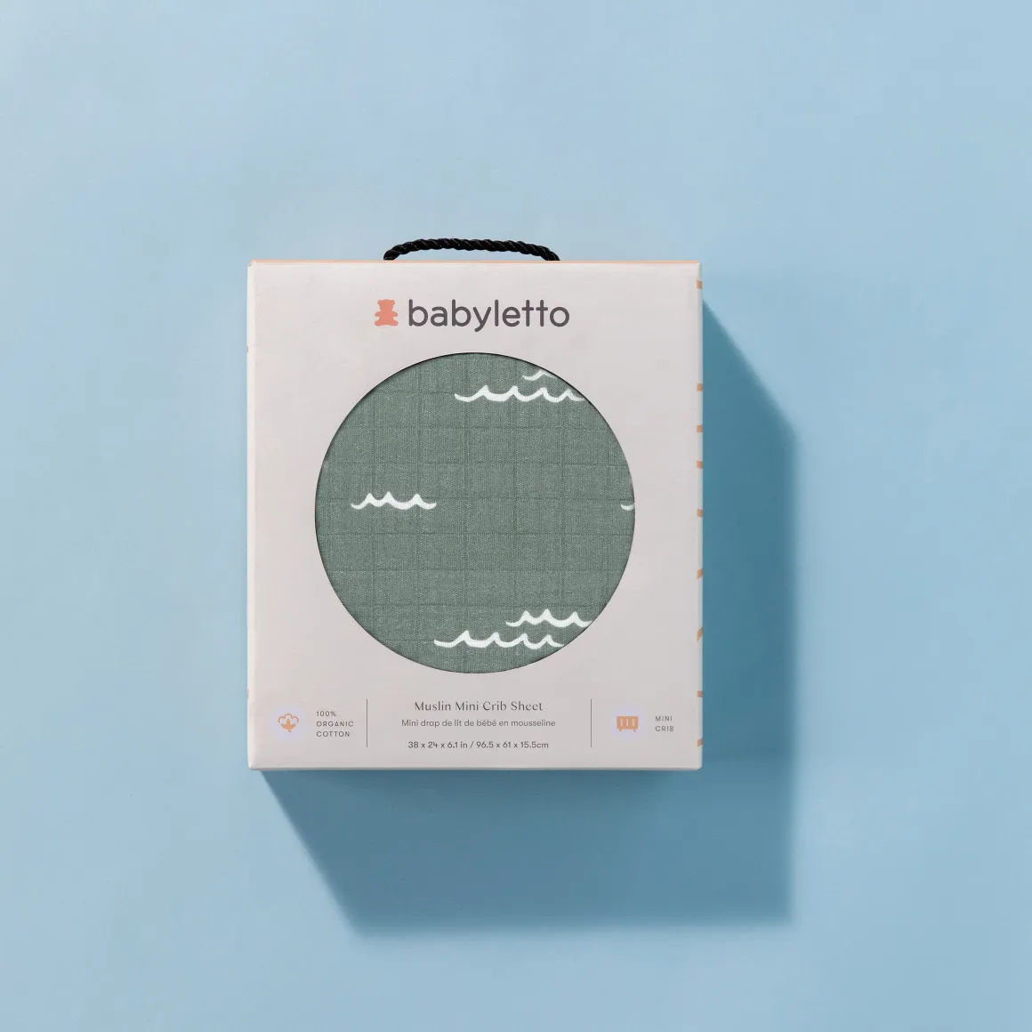 Babyletto Mini Crib Sheet in GOTS Certified Organic Muslin Cotton - Ocean Waves
