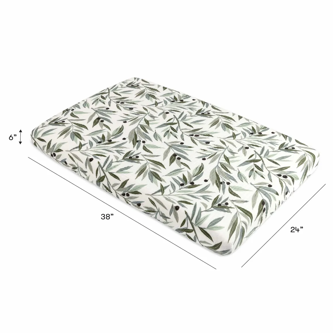Babyletto Mini Crib Sheet in GOTS Certified Organic Muslin Cotton - Olive Branches
