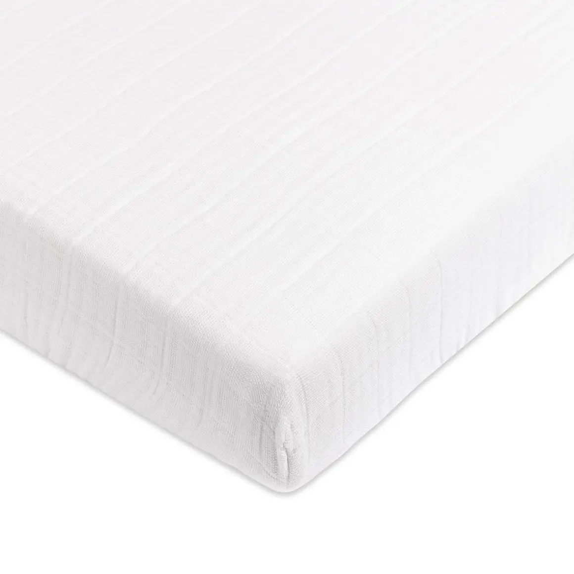 Babyletto Mini Crib Sheet in GOTS Certified Organic Muslin Cotton - White