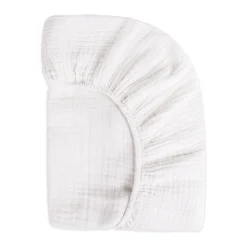 Babyletto Mini Crib Sheet in GOTS Certified Organic Muslin Cotton - White