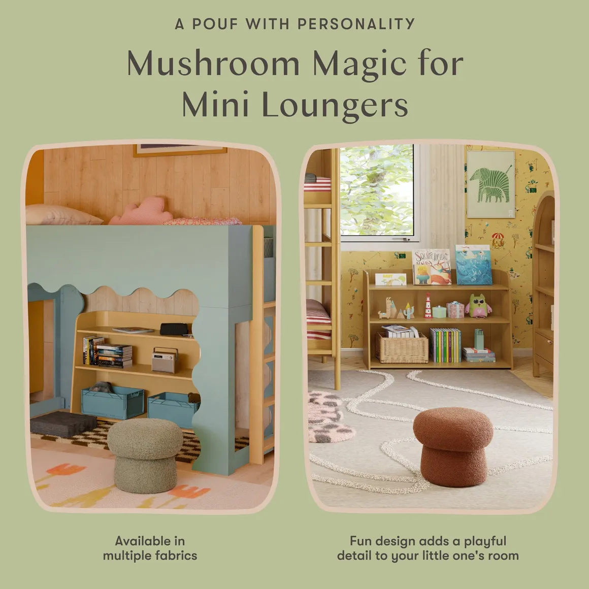 Babyletto Mini Mushroom Pouf - Rouge Teddy Loop