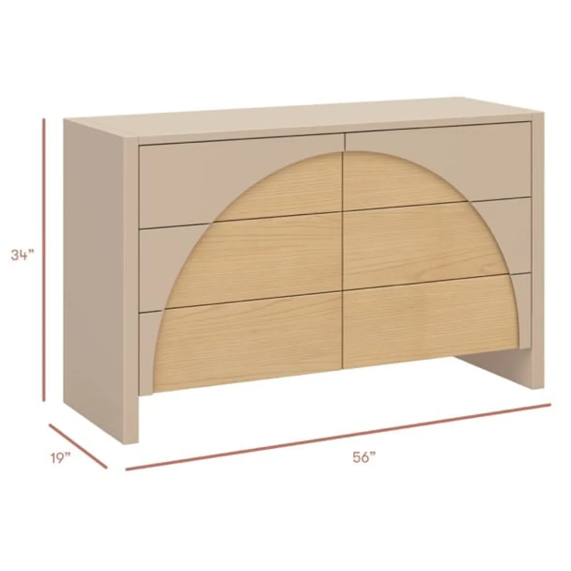 Babyletto Moab 6-Drawer Assembled Dresser - Taupe / Ash