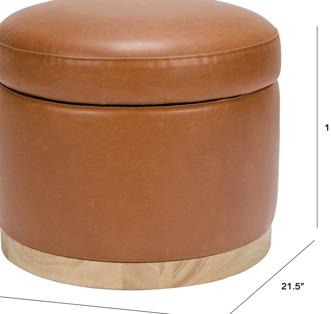 Babyletto Naka Storage Ottoman - Vegan Tan Leather w/ Light Wood Base