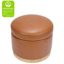 Babyletto Naka Storage Ottoman - Vegan Tan Leather w/ Light Wood Base