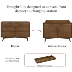 Babyletto Palma 7-Drawer Assembled Double Dresser - Natural Walnut
