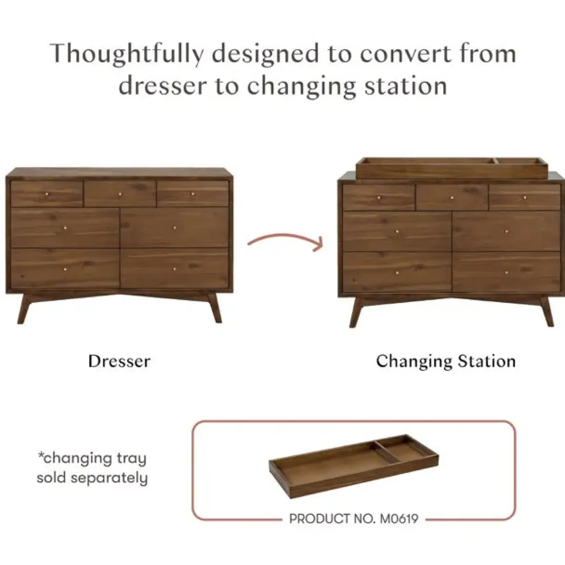 Babyletto Palma 7-Drawer Assembled Double Dresser - Natural Walnut