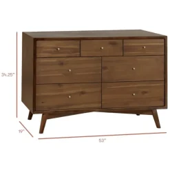 Babyletto Palma 7-Drawer Assembled Double Dresser - Natural Walnut
