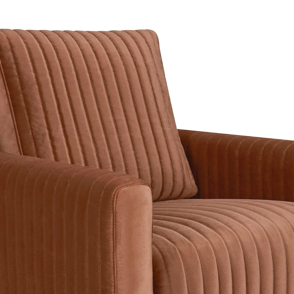 Babyletto Poe Channeled Swivel Glider - Rust Velvet w/ Dark Wood Base