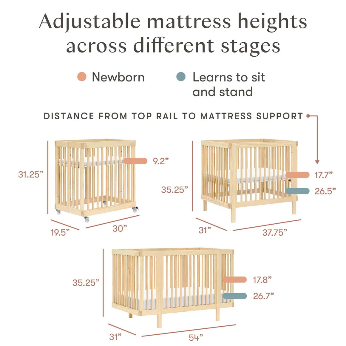Babyletto Pogo 8-in-1 Convertible Crib w/All-Stages Conversion Kits - Blonde