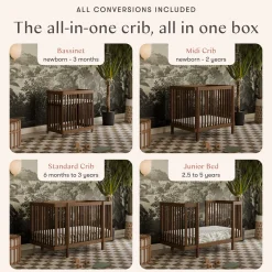 Babyletto Pogo 8-in-1 Convertible Crib w/All-Stages Conversion Kits - Natural Walnut