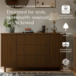 Babyletto Pogo Tambour Assembled Dresser - Natural Walnut