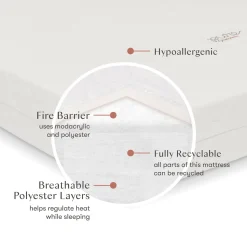 Babyletto Pure Core Midi Crib Mattress w/ Hybrid Quilted Waterproof Cover (Lightweight)