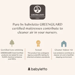 Babyletto Pure Core Mini Crib Mattress w/ Hybrid Quilted Waterproof Cover (Lightweight)