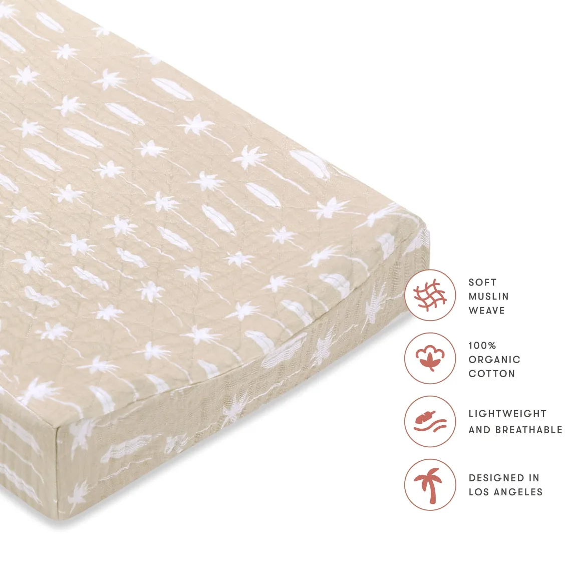 Babyletto Quilted Changing Pad Cover in GOTS Certified Organic Muslin Cotton - Beach Bum