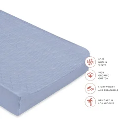 Babyletto Quilted Changing Pad Cover in GOTS Certified Organic Muslin Cotton - Dewdrop