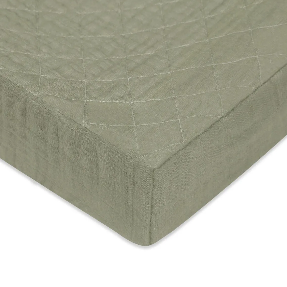 Babyletto Quilted Changing Pad Cover in GOTS Certified Organic Muslin Cotton - Matcha