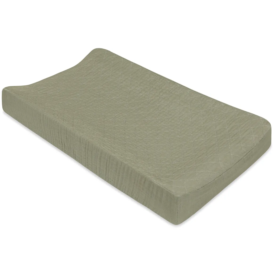 Babyletto Quilted Changing Pad Cover in GOTS Certified Organic Muslin Cotton - Matcha