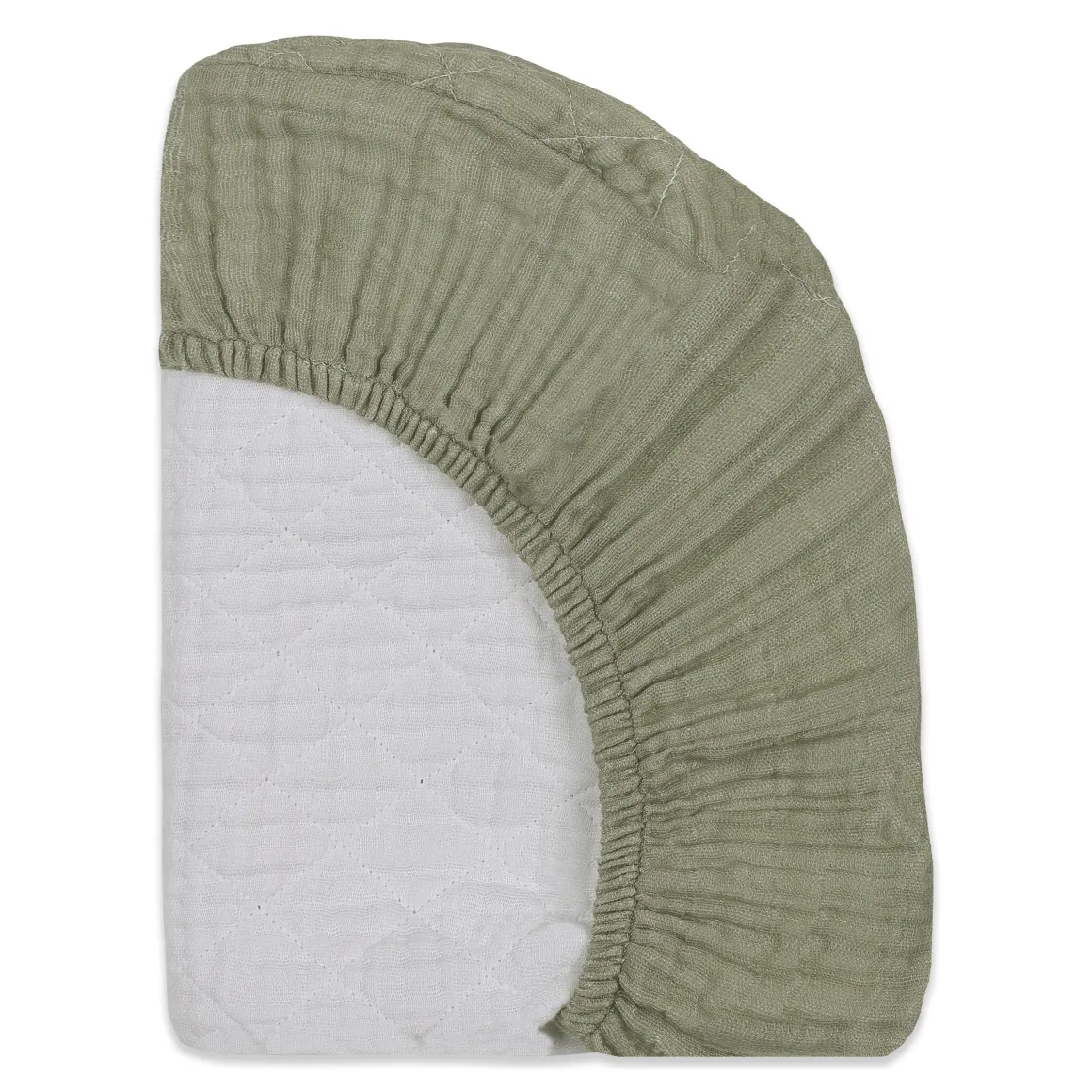 Babyletto Quilted Changing Pad Cover in GOTS Certified Organic Muslin Cotton - Matcha