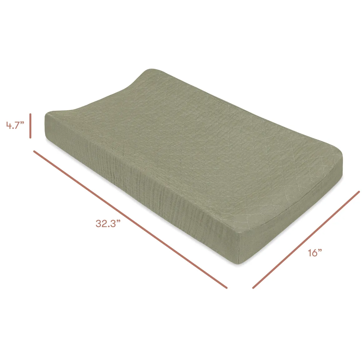 Babyletto Quilted Changing Pad Cover in GOTS Certified Organic Muslin Cotton - Matcha