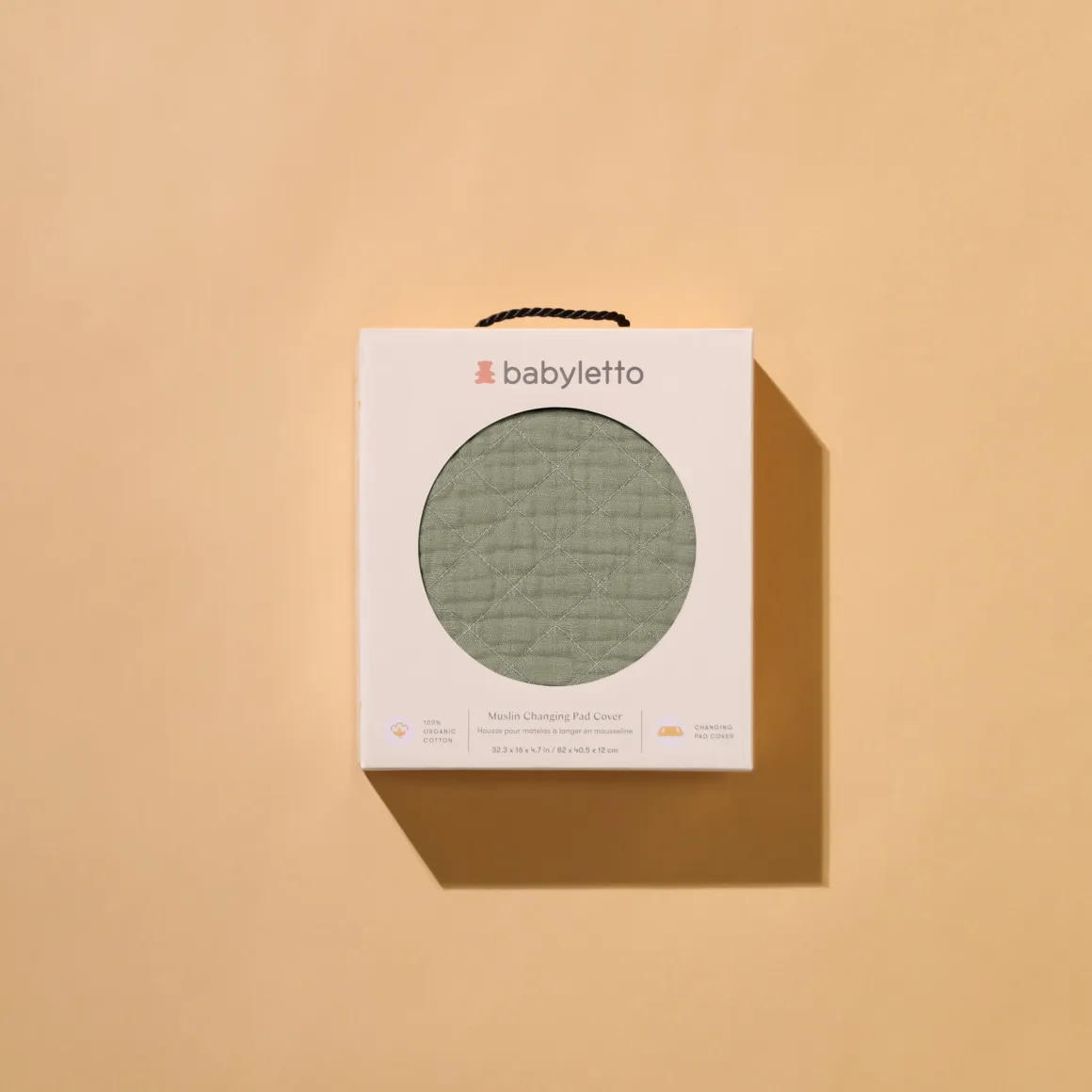 Babyletto Quilted Changing Pad Cover in GOTS Certified Organic Muslin Cotton - Matcha