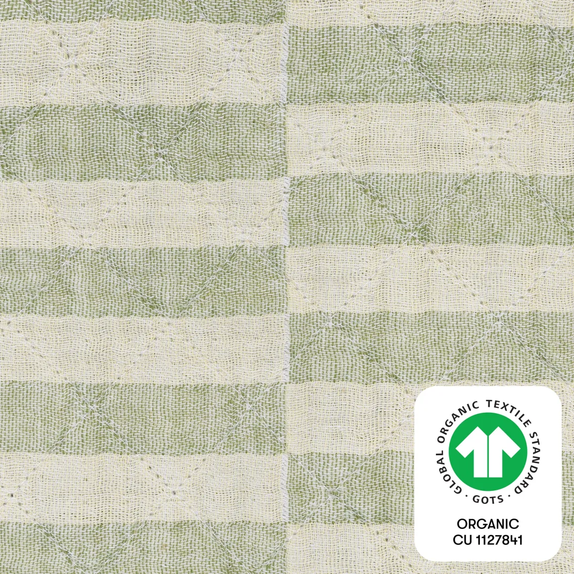 Babyletto Quilted Changing Pad Cover in GOTS Certified Organic Muslin Cotton - Moss Stripe