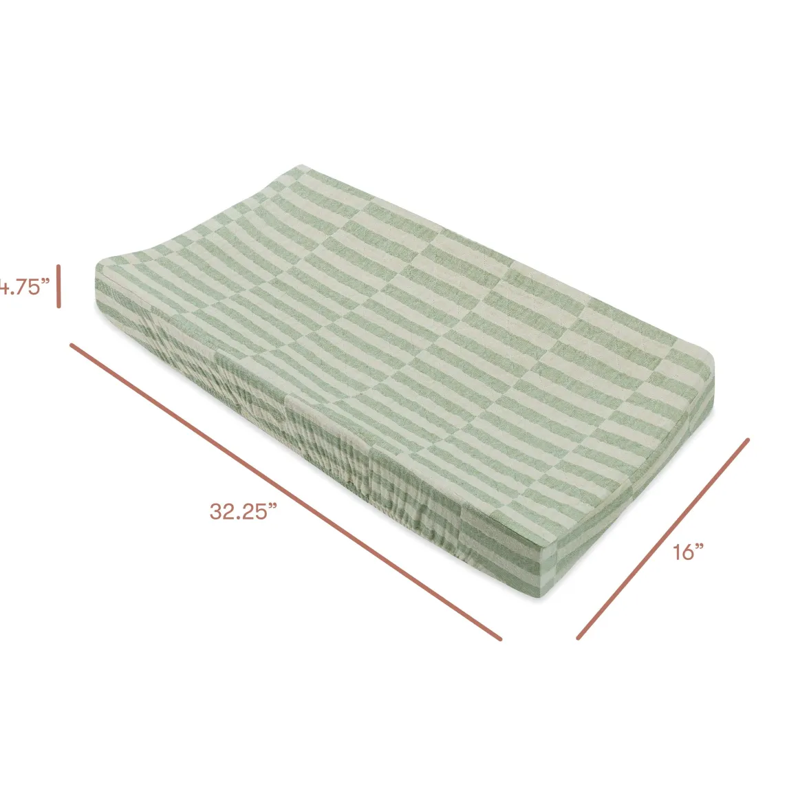 Babyletto Quilted Changing Pad Cover in GOTS Certified Organic Muslin Cotton - Moss Stripe