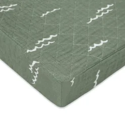 Babyletto Quilted Changing Pad Cover in GOTS Certified Organic Muslin Cotton - Ocean Waves
